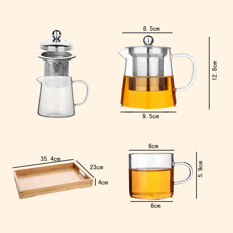 2022 Transparent High Borosilicate Teapot Heat Resistant Glass Tea Pot With Infuser