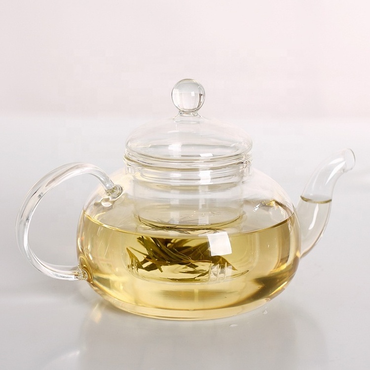 Hot Selling 400ml 600ml 800ml 1000ml heat resistant glass teapot with infuser