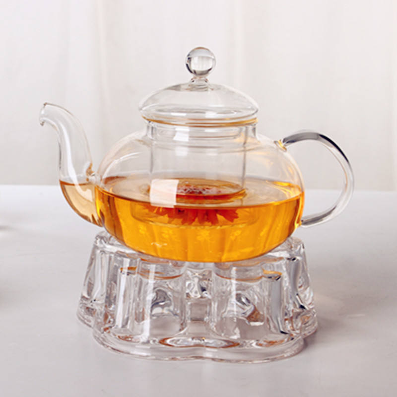 Heat resistant High-grade round shaped glass teapot heating warmer base