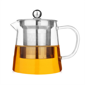 2022 Transparent High Borosilicate Teapot Heat Resistant Glass Tea Pot With Infuser