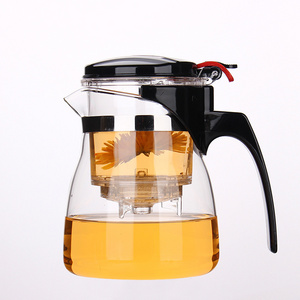 950ml Wholesale Heat Resistant Borosilicate Glass Tea Pot With Infuser And plastic cover