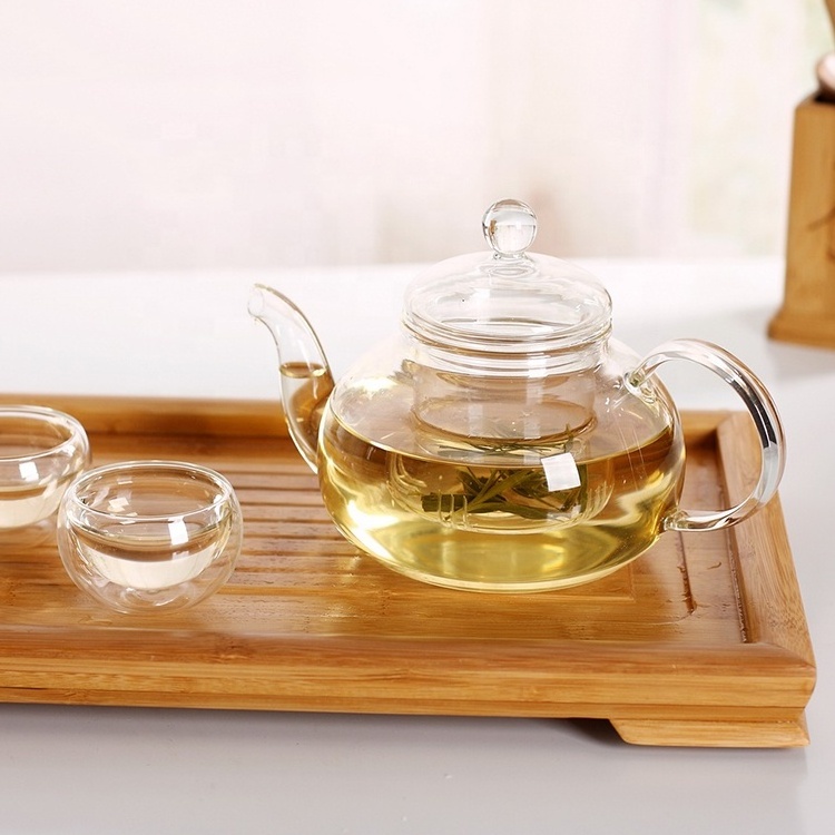 Hot Selling 400ml 600ml 800ml 1000ml heat resistant glass teapot with infuser