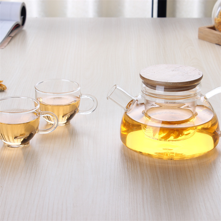 High Quality stainless steel Handcrafted borosilicate glass tea pot with removable tea pot infuser