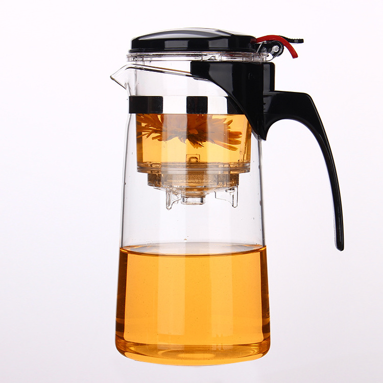 950ml Wholesale Heat Resistant Borosilicate Glass Tea Pot With Infuser And plastic cover