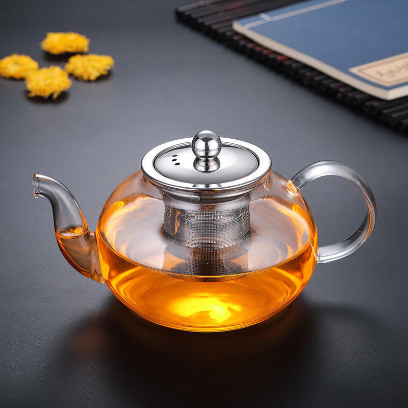 600Ml 800Ml 1000Ml Hand Blown Glass Teapot Flower Tea High Borosilicate Glass Teapot With Glass Infuser