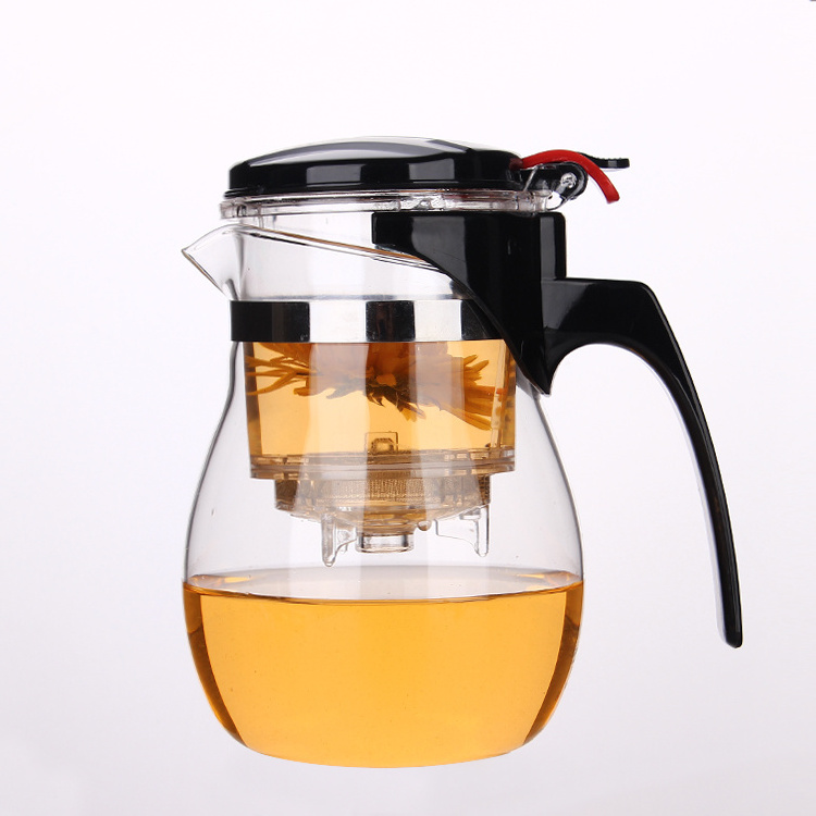 950ml Wholesale Heat Resistant Borosilicate Glass Tea Pot With Infuser And plastic cover