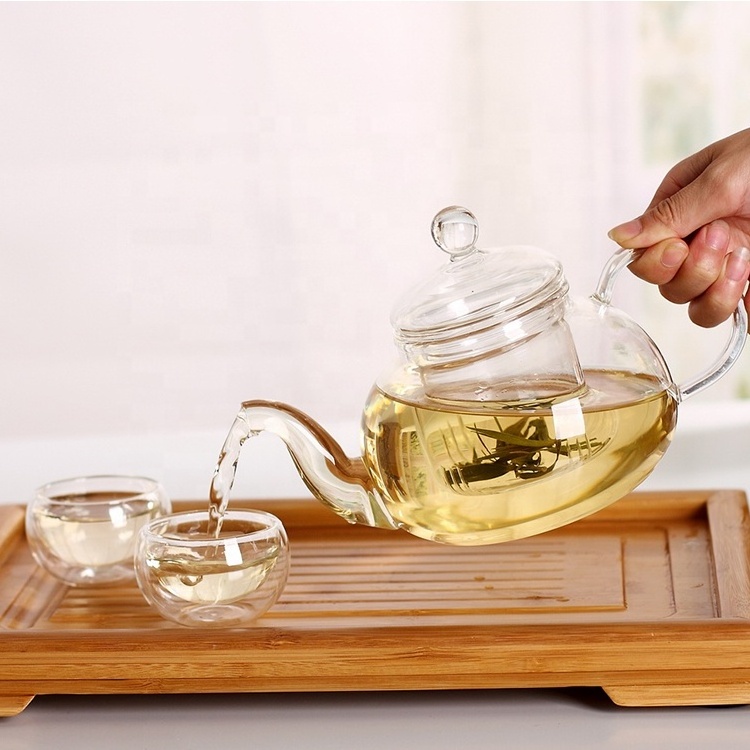 Hot Selling 400ml 600ml 800ml 1000ml heat resistant glass teapot with infuser