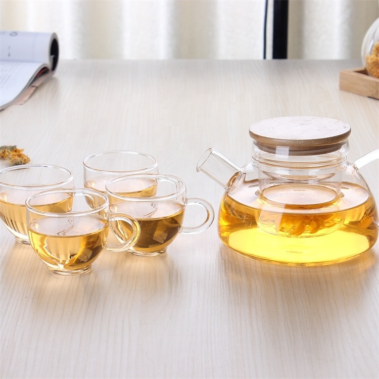 Wholesales Glass Luxury Teapots Clear Glass Tea Pot Heat Resistant 600Ml Tea Pots Kettles