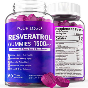 100% Natural Ingredients Potent Antioxidants Resveratrol Supplement Gummies Anti-Aging Heart Health Support