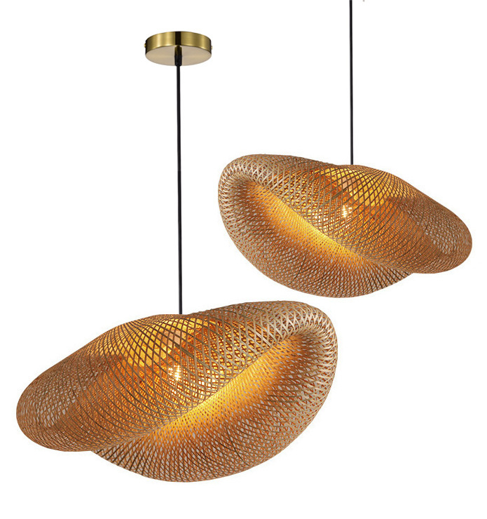 Rattan Light Bamboo Hanging Handmade Lampshade chandelier ceiling light 100% natural material