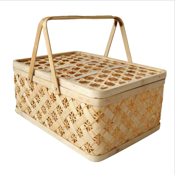 Cheap Bamboo Picnic Basket Storage Basket Factory customized natural bamboo woven fruit baskets storage