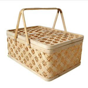 Cheap Bamboo Picnic Basket Storage Basket Factory customized natural bamboo woven fruit baskets storage