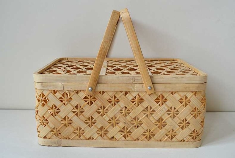 Cheap Bamboo Picnic Basket Storage Basket Factory customized natural bamboo woven fruit baskets storage