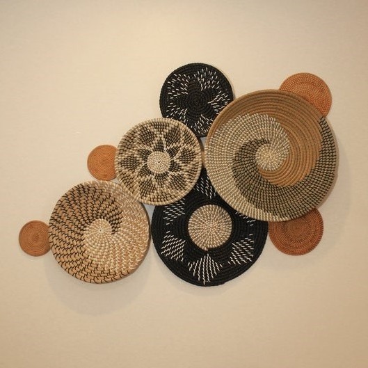 Hot Seagrass basket set seagrass plate set with paper eco friendly handicraft Seagrass woven basket wall hanging from Vietnam