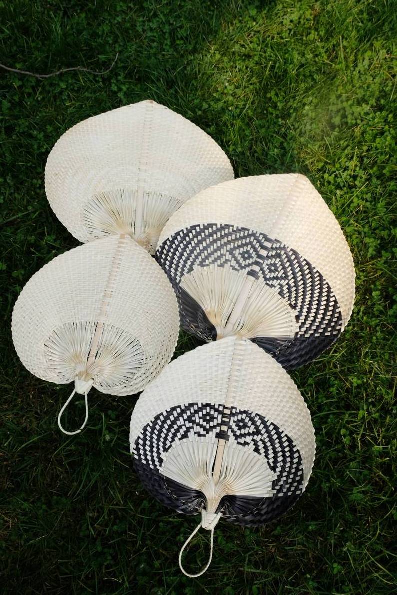 100% natural woven bamboo hand fan rattan handfan