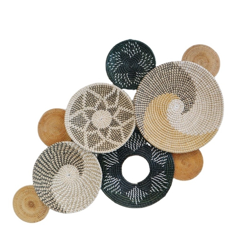 Hot Seagrass basket set seagrass plate set with paper eco friendly handicraft Seagrass woven basket wall hanging from Vietnam