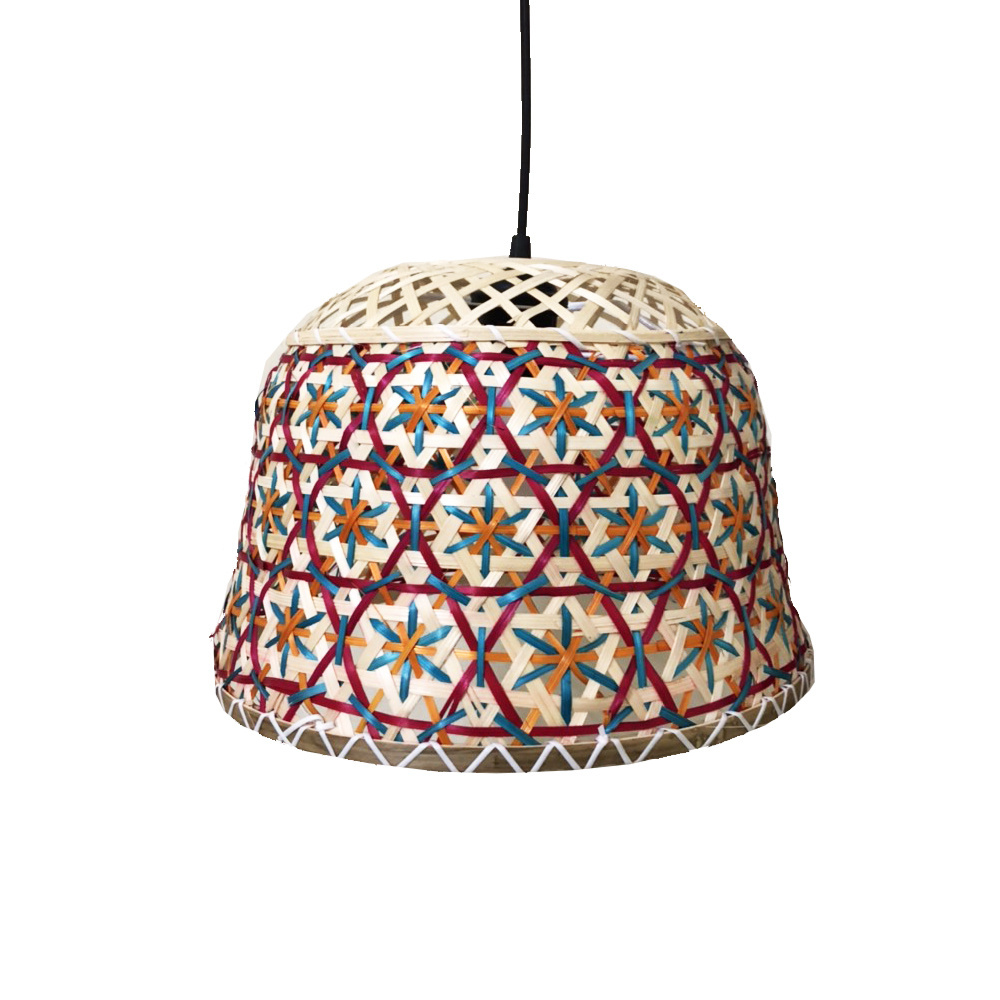 Floral Pattern Bamboo Pendant Lamp Shade Round Shape Bamboo Light Rattan Lamp Bamboo Pendant Light Ceiling Light