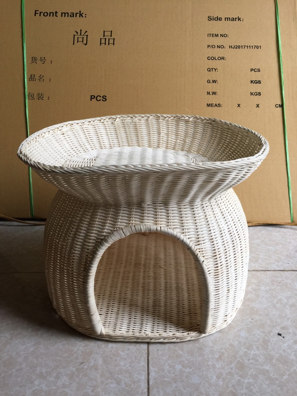 Handwoven Rattan Dog cat Basket Handmade Pet Bed Comfortable Round Woven Pet Bed Handmade