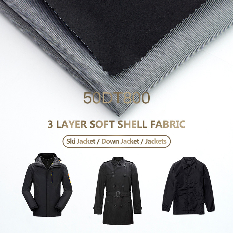 Waterproof Windbreaker Tricot Laminated PTFE TPU Membrane 3 layer Polyester Softshell Soft shell fabric for Bomber Puffer jacket