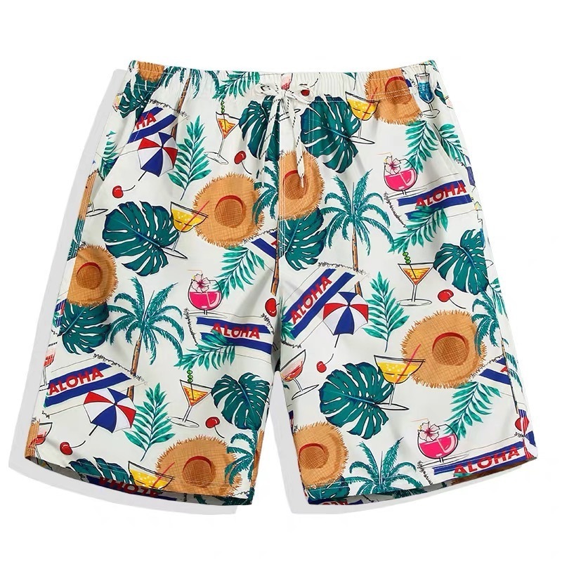 Hawaiian Printed Polyester Waterproof Breathable Peach Skin Microfiber Fabric for Boardshorts