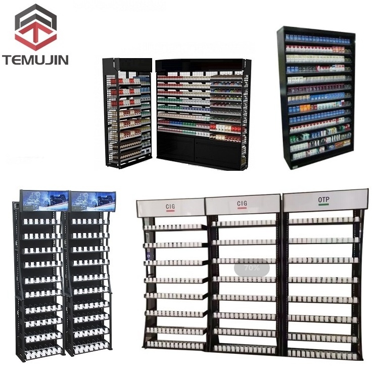 Cigarette-Display-Rack Tobacco Cabinet For Cigarettes Fabrication  Metal Modern Customized Floor Cigarettes Rack Display