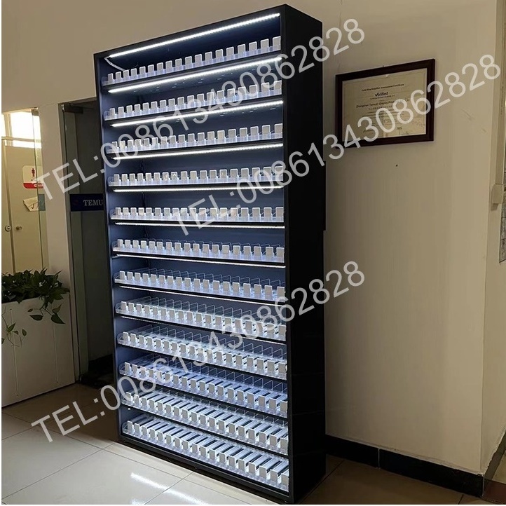 Custom Oem Odm Cigarette-Display-Rack Luminous Flap Tobacco Metal Acrylic Floor Cabinet Led Display Racks For Cigarettes