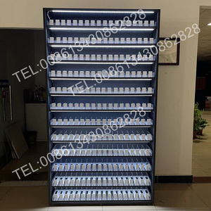 Custom Oem Odm Cigarette-Display-Rack Luminous Flap Tobacco Metal Acrylic Floor Cabinet Led Display Racks For Cigarettes