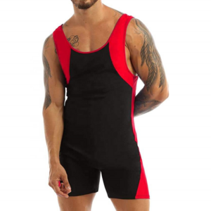 Men's One-Piece Sleeveless Sports Fitness Bodybuilding Wrestling Singlet Leotard Vest Unitard