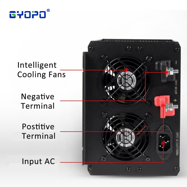 Gyopo 1500va ups power inverter home 12v220v battery charger 20A 30A and built in transfer switch