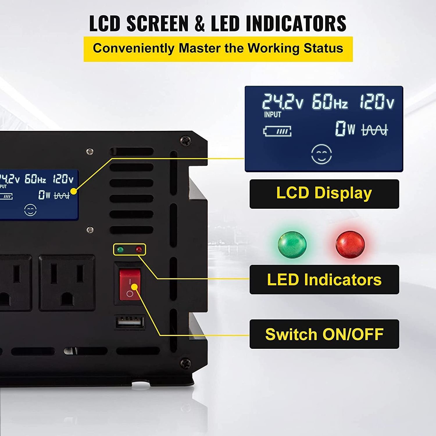 Gyopo 1000va 1000w ups power inverter home 12v220v battery charger 20A 30A and built in transfer switch