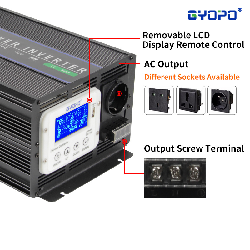 Gyopo 1500va ups power inverter home 12v220v battery charger 20A 30A and built in transfer switch