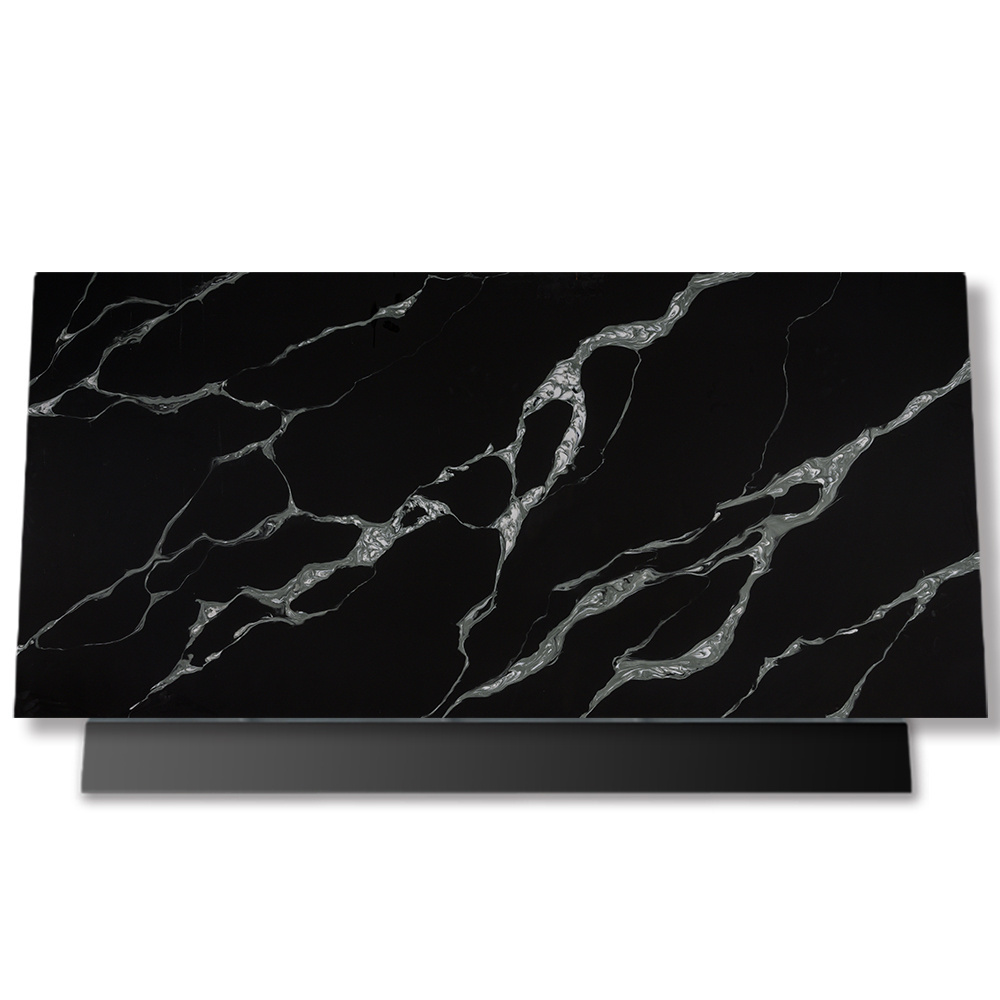 TMZ STONE ODM OEM quartz carrara white big slab surface polished calacatta black quartz