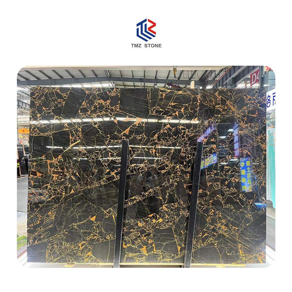 TMZ STONE ODM OEM Marmol Premium Athens Black Gold Marble slabs for Background Wall And Countertop