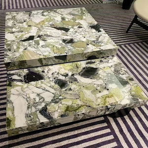 TMZ Custom Design High End Natural Cold Emerald Marble Plinth Table Top Home Hotel Furniture Marble Coffee Table