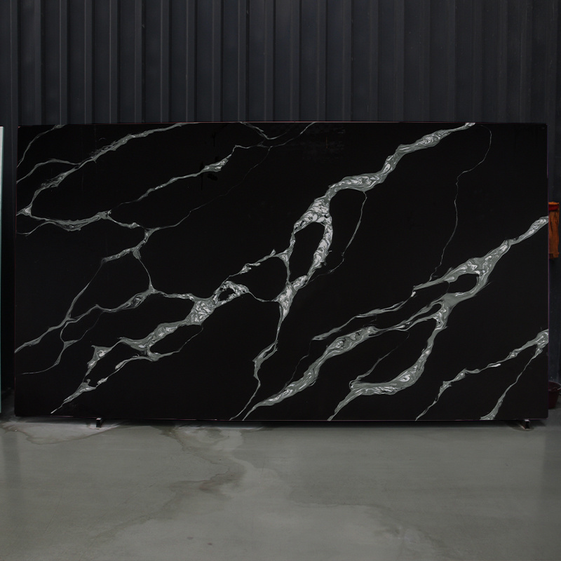 TMZ STONE ODM OEM quartz carrara white big slab surface polished calacatta black quartz