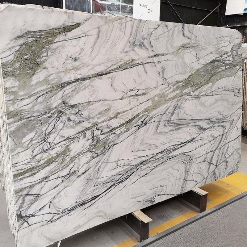 Chinese Clivia White Marble With Green Veins And Stone Slabs And Tiles For Flooring Wall And Countertops