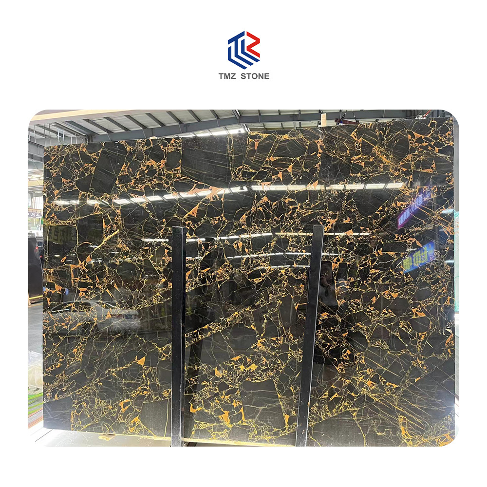 TMZ STONE ODM OEM Marmol Premium Athens Black Gold Marble slabs for Background Wall And Countertop