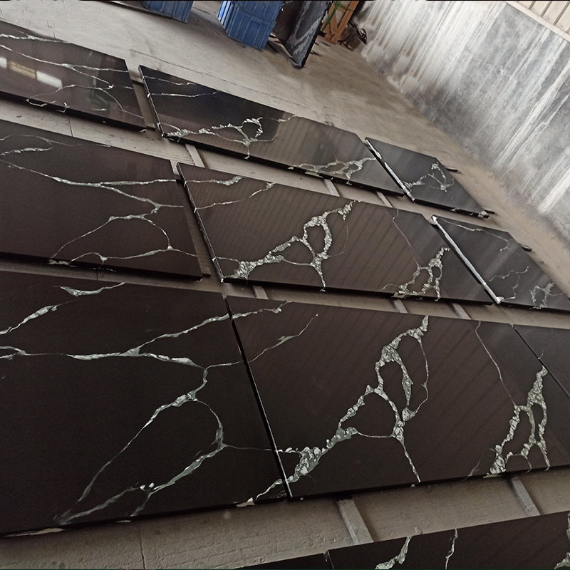 TMZ STONE ODM OEM quartz carrara white big slab surface polished calacatta black quartz