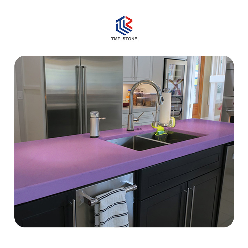 TMZ STONE ODM OEM Quarzo 2019 Taro Purple Quartz Slab for kitchen vanity top countertops