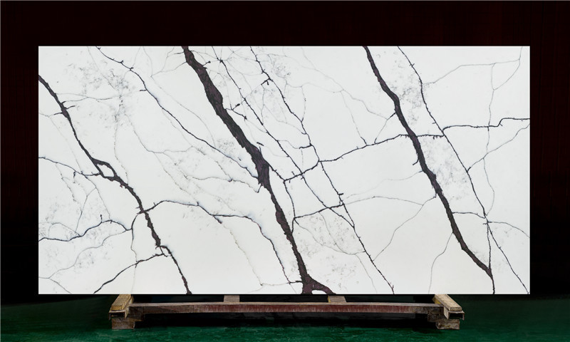 Purple Vein Calacatta Polished Quartz Slabs Use To Countertops, Artificial Stone