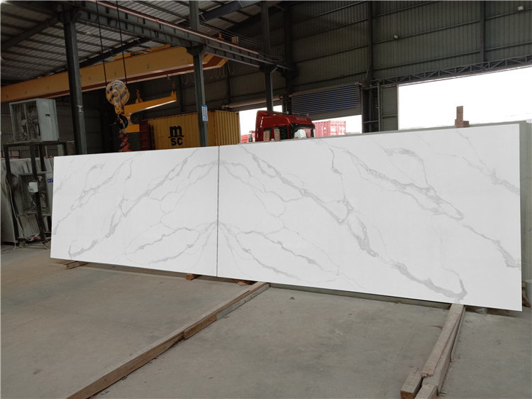 New Design White Calacatta Quartz Countertop for Kitchen Cheap Artificial Stone Goldtop Stone Flat Edge / Eased Edge 5012 Mvjay