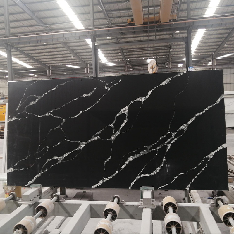 TMZ STONE ODM OEM quartz carrara white big slab surface polished calacatta black quartz