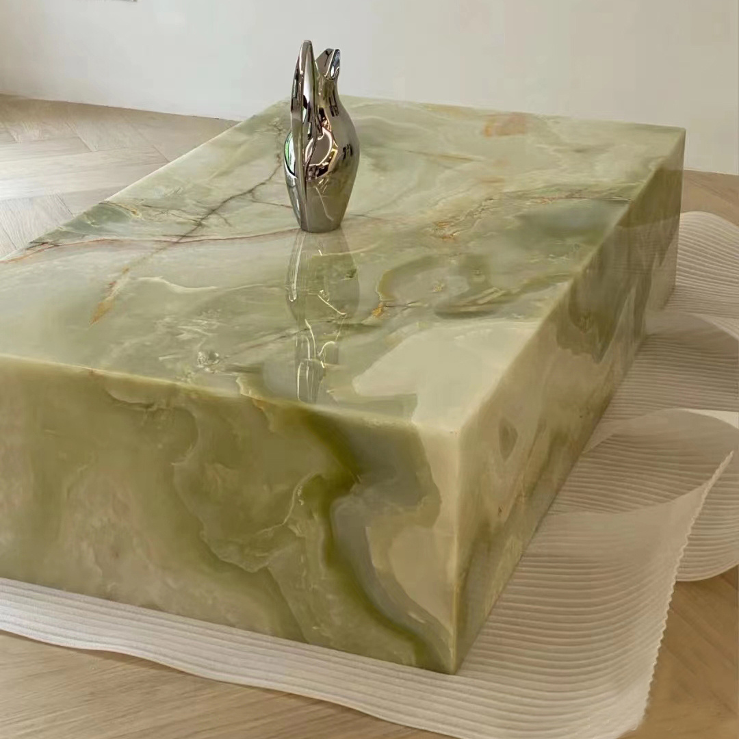 OEM/ ODM Manufacturing Onyx Marble Table Top Green Marble Coffee Table for 5-star Hotel Project