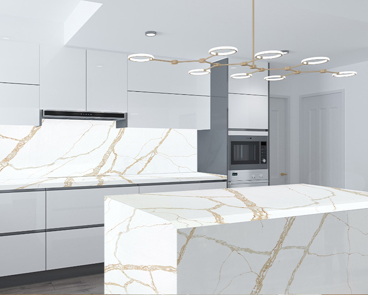 TMZ ODM/OEM Quartzo home Decoration white quartz  5017 Calacatta Gold artificial calacatta gold quartz stone price for tops