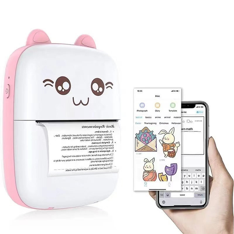 2 Inch Kids Gift Photo Mobile Thermal Receipt Portable Label Printer Mini Color Sticker Small Pocket Printer