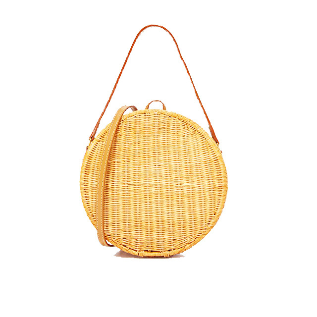 Vietnam Vintage Natural Eco Friendly Round Hand Woven Straw Beach Bag Wholesale Lady Handbag Rattan Bag