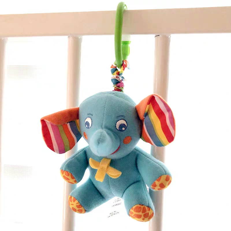 Rattle Baby Toy Lovely Stuffed Plush Frog Elephant Owl Stroller Toy Mobile Baby Trolley 0-12 Months Plush Baby Bed Hanging Toy