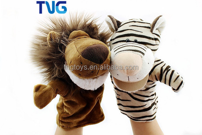 Plush Toys Cheap Animals Hand Puppets dog zebra frog lion elephant donky hand puppets for kids