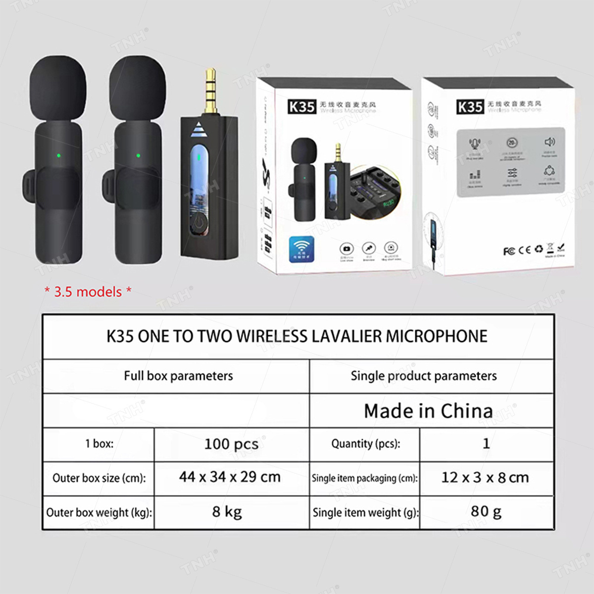 K35 One To Two Intelligent Noise Reduction Wireless Lavalier Microphone with 3.5mm Jack for Mobile Phone Camera Live Streaming