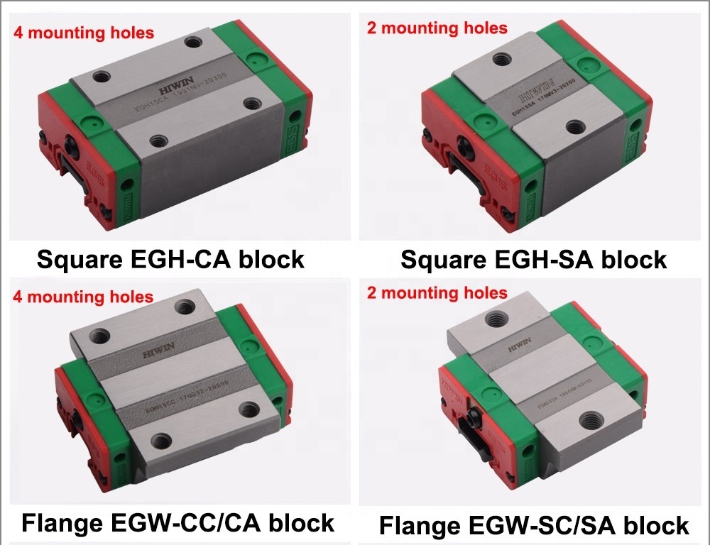 100% Original Taiwan HIWIN Bearing EGH15 EGH20  length 2000mm Guideway Block  CNC Machine 25mm Heavy Duty Linear Guide Rail Set